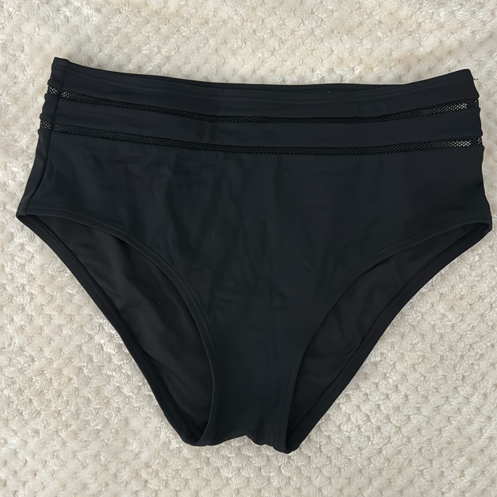 VICTORIA’S SECRET Swim Lattice High Waisted Bottoms in Black - Size Large